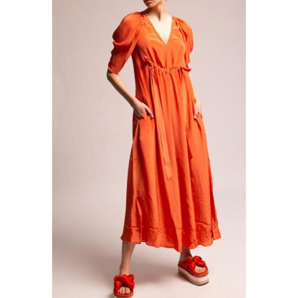 ALLSAINTS Elle Midi Dress, Orange, Sz 10